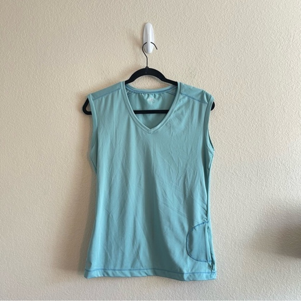 Alo Yoga Cool Fit Sleeveless V Neck Athletic Tank Top Blue Womens Size Large